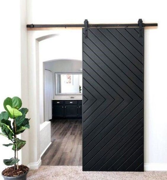 Black Sliding Wooden Door - Renovate UAE