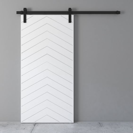 White kyto Pattern Sliding Wood Door - Renovate UAE