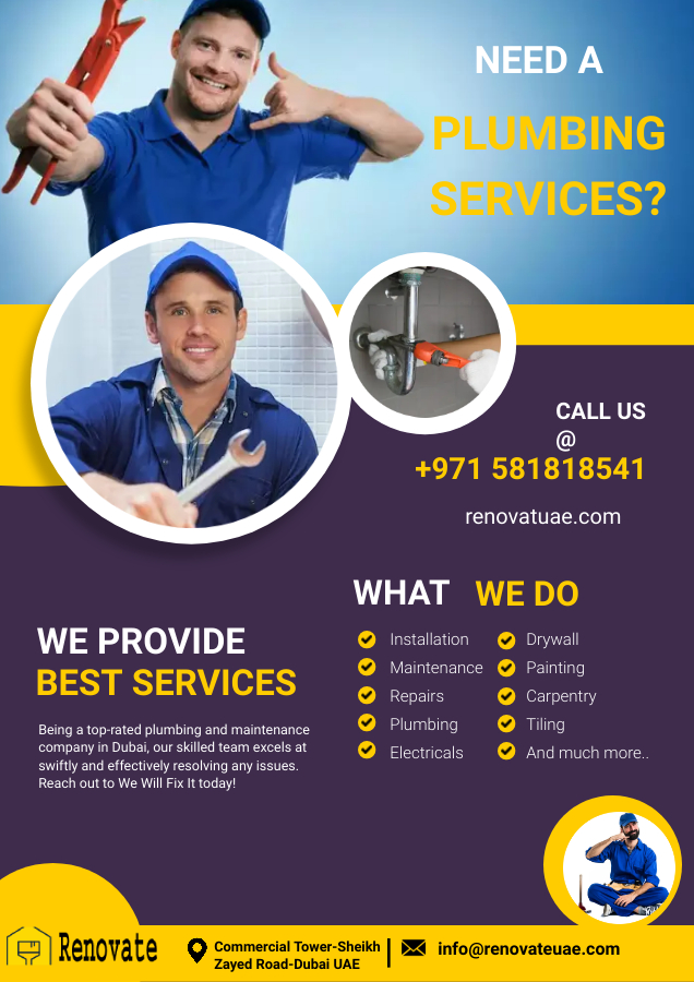 Professional Plumbing Services Near me - Renovate UAE