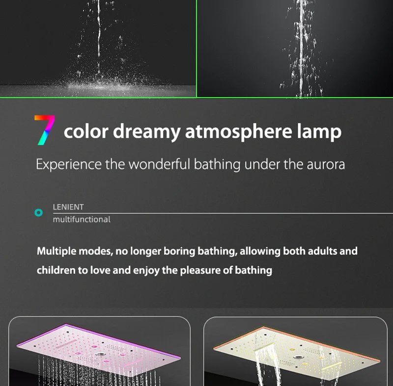 Bathroom Ceiling Concealed 36x12Inch 900x300mm Bluetooth Music LED Shower Head Panel Kit Thermostatic Mixer Valve Bathroom Ceiling Concealed 36x12Inch 900x300mm Bluetooth Music LED Shower Head Panel Kit Thermostatic Mixer Valve