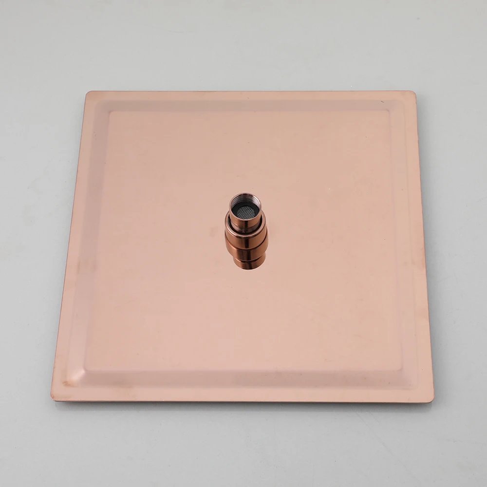 Torayvino Rose Gold Rectangle Rainfall Shower Head Bathroom Showers Faucet Wall Mounted Bathtub Shower System Mixer Water Tap