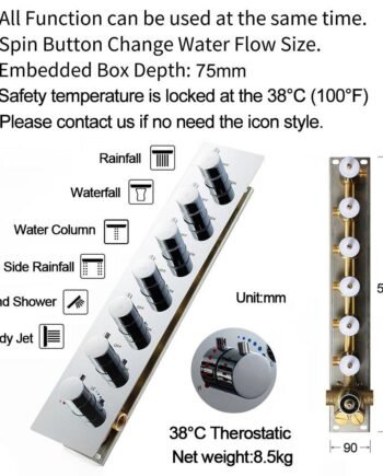 ceiling rainfall shower with body jets