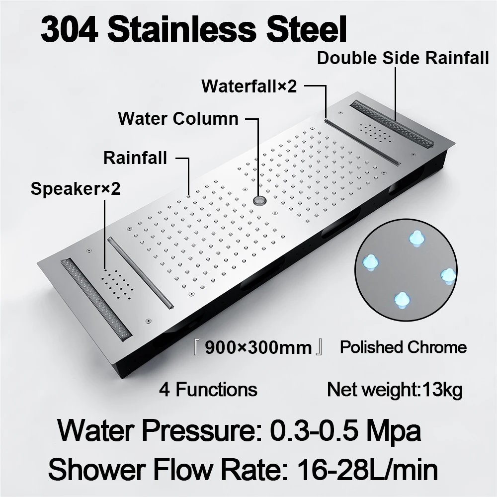 ceiling rainfall shower with body jets