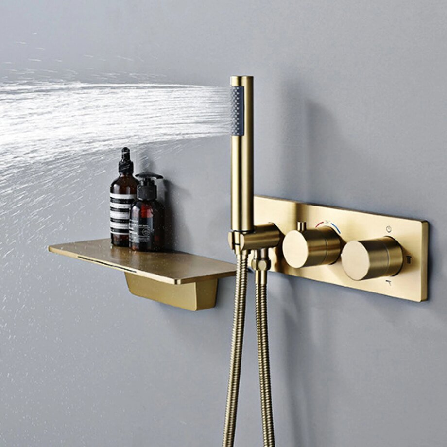 Black Concealed Thermostatic Ceiling Shower – Rain & Waterfall Mixer