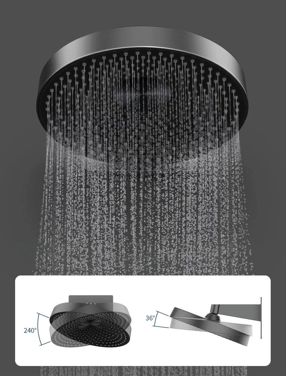 VGX Concealed Thermostatic Shower System Set Temperature Digital Display Shower System Rainlfall Bathroom Shower Faucet Set