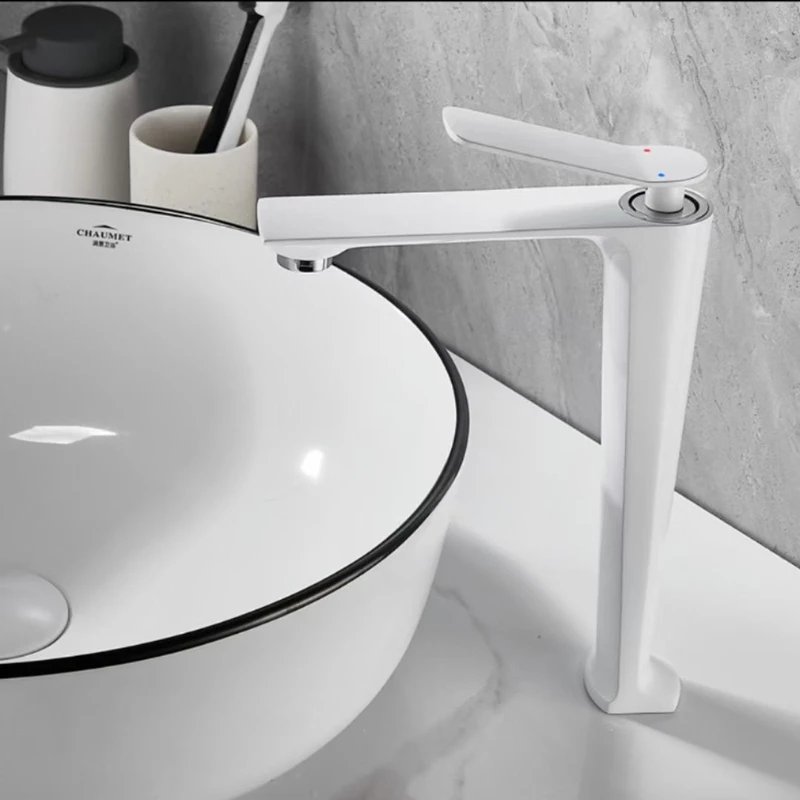 Bathroom Faucets Pink/White Brass Basin Mixing Faucet Cold Hot Water Crane Waterfall Tap Deck Mounted Sink Mixer Taps Torneira