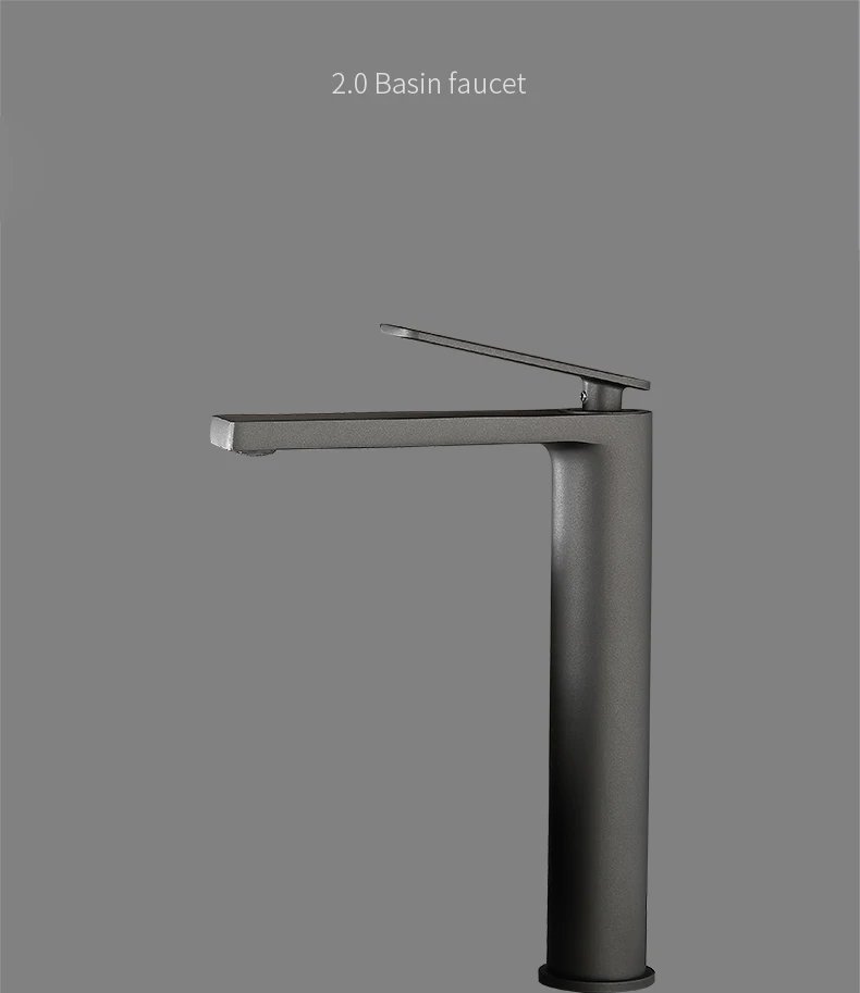 Bathroom white/Gary Bronze Solid Brass Luxury Basin Sink Tall Faucet Single Handle Water Mixer Bath Tap High And Short Style