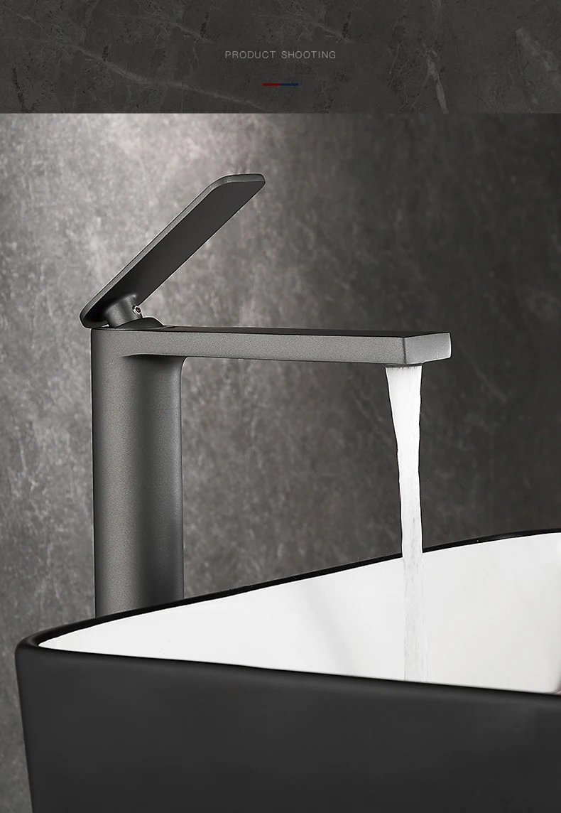 Bathroom white/Gary Bronze Solid Brass Luxury Basin Sink Tall Faucet Single Handle Water Mixer Bath Tap High And Short Style