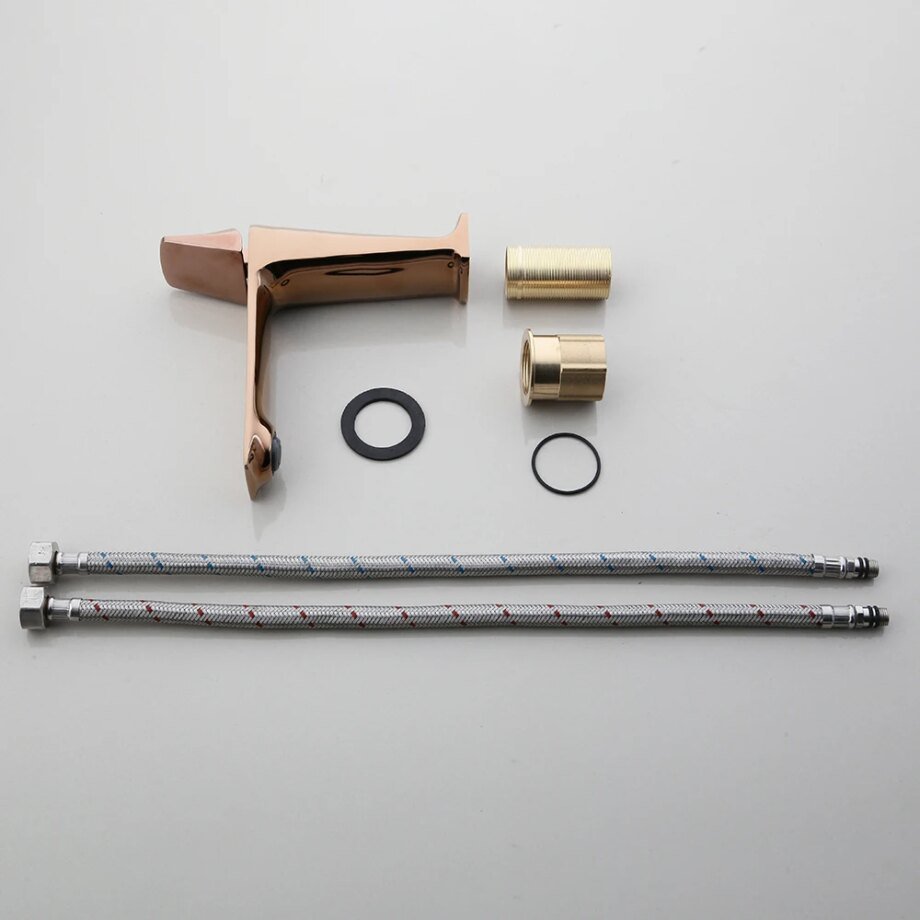 Matte Black Rose Gold Basin Faucet – Solid Brass Waterfall Mixer Tap