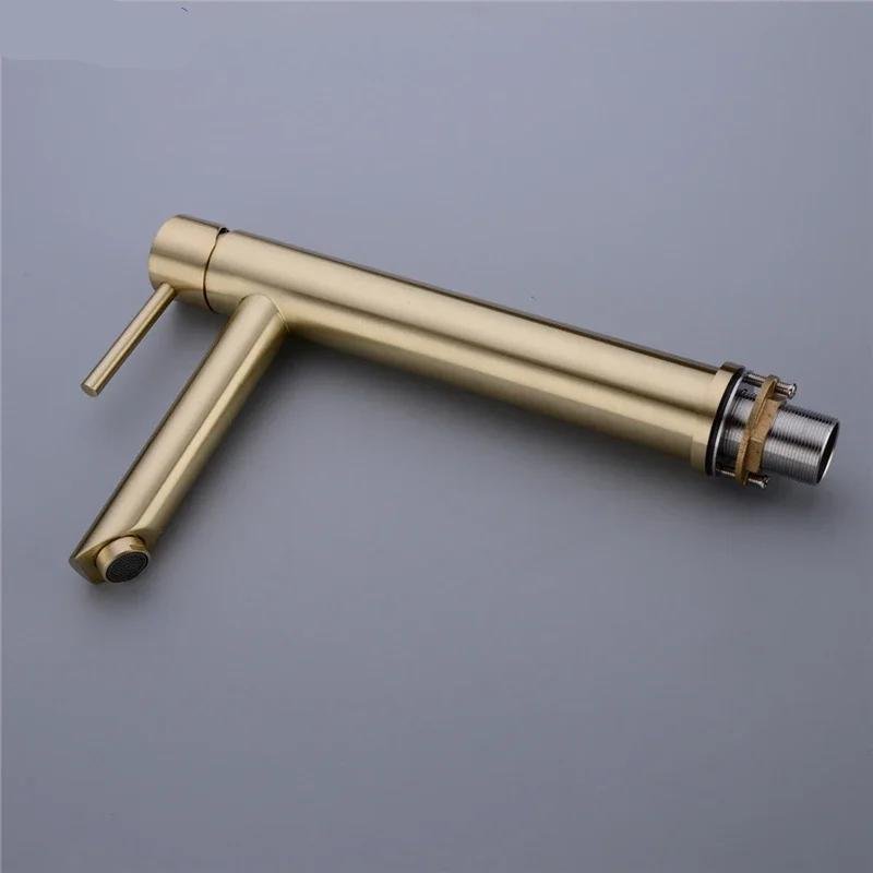 High Quality Bathroom Faucet Black Solid Brass Bathroom Basin Faucets Cold and Hot Water Mixer Single Handle Tap Brushed Gold