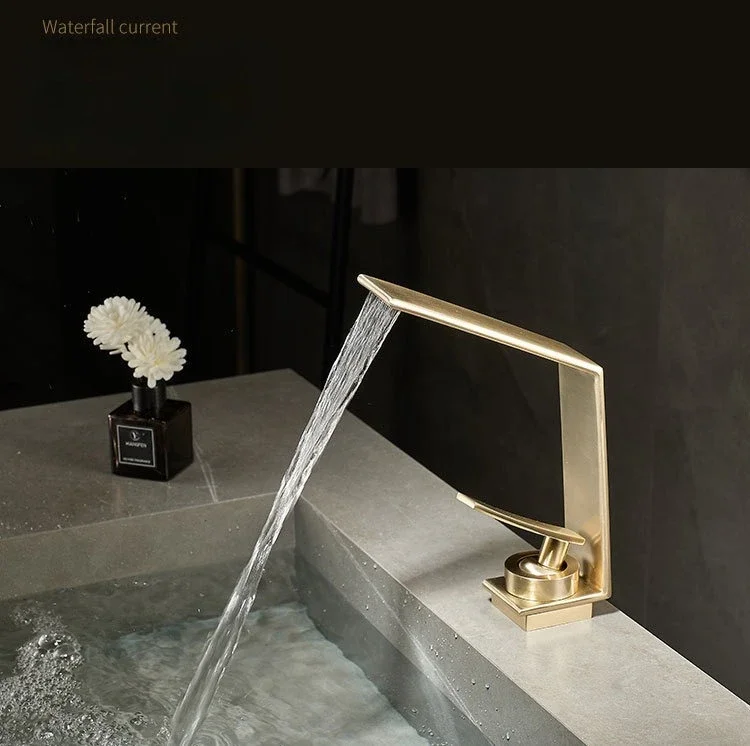 Brushed gold basin mixer faucet