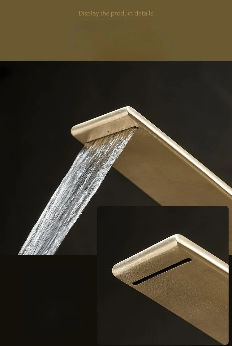 Contemporary Luxury Brushed Gold Basin Hot & Cold Water Mixer Faucets Bathroom Sink Waterfall Spout Mixing Washbasin Metal Taps Contemporary Luxury Brushed Gold Basin Hot & Cold Water Mixer Faucets Bathroom Sink Waterfall Spout Mixing Washbasin Metal Taps