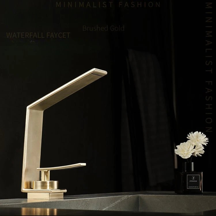 Contemporary Luxury Brushed Gold Basin Hot & Cold Water Mixer Faucets Bathroom Sink Waterfall Spout Mixing Washbasin Metal Taps Contemporary Luxury Brushed Gold Basin Hot & Cold Water Mixer Faucets Bathroom Sink Waterfall Spout Mixing Washbasin Metal Taps