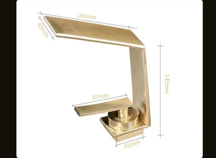 Contemporary Luxury Brushed Gold Basin Hot & Cold Water Mixer Faucets Bathroom Sink Waterfall Spout Mixing Washbasin Metal Taps Contemporary Luxury Brushed Gold Basin Hot & Cold Water Mixer Faucets Bathroom Sink Waterfall Spout Mixing Washbasin Metal Taps