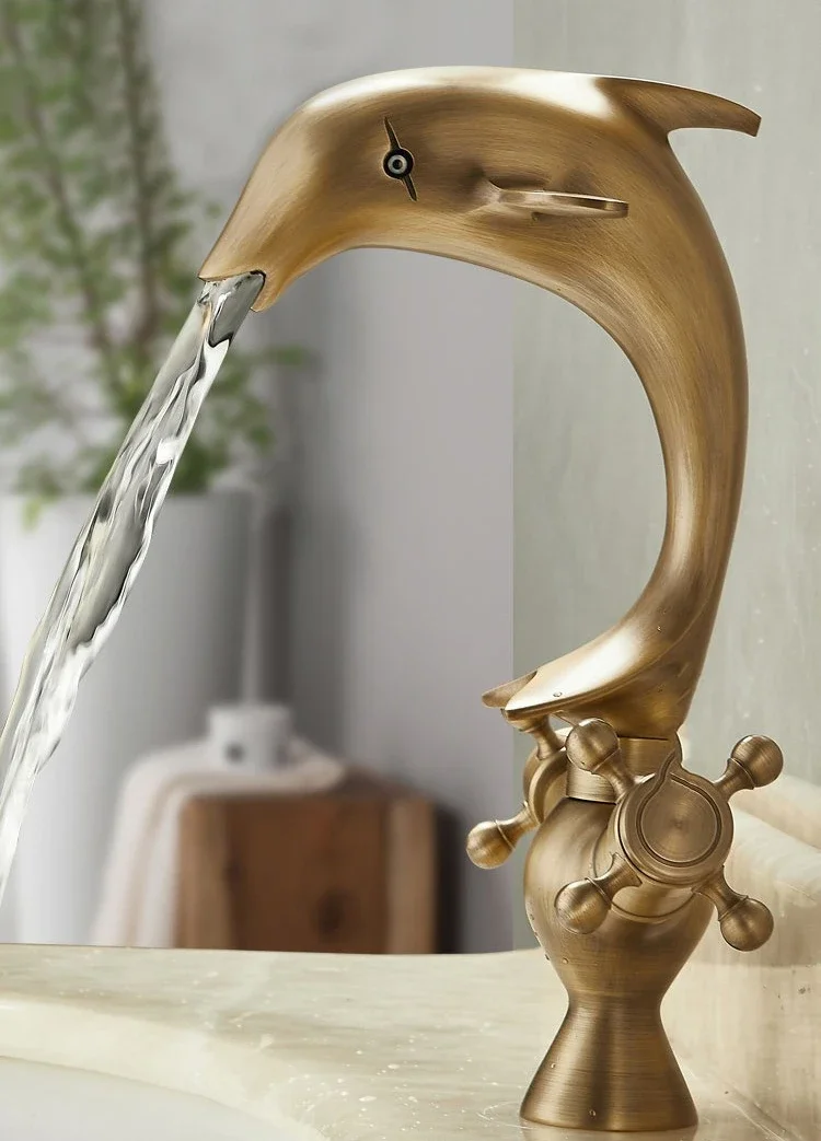 Hot and cold counter faucet