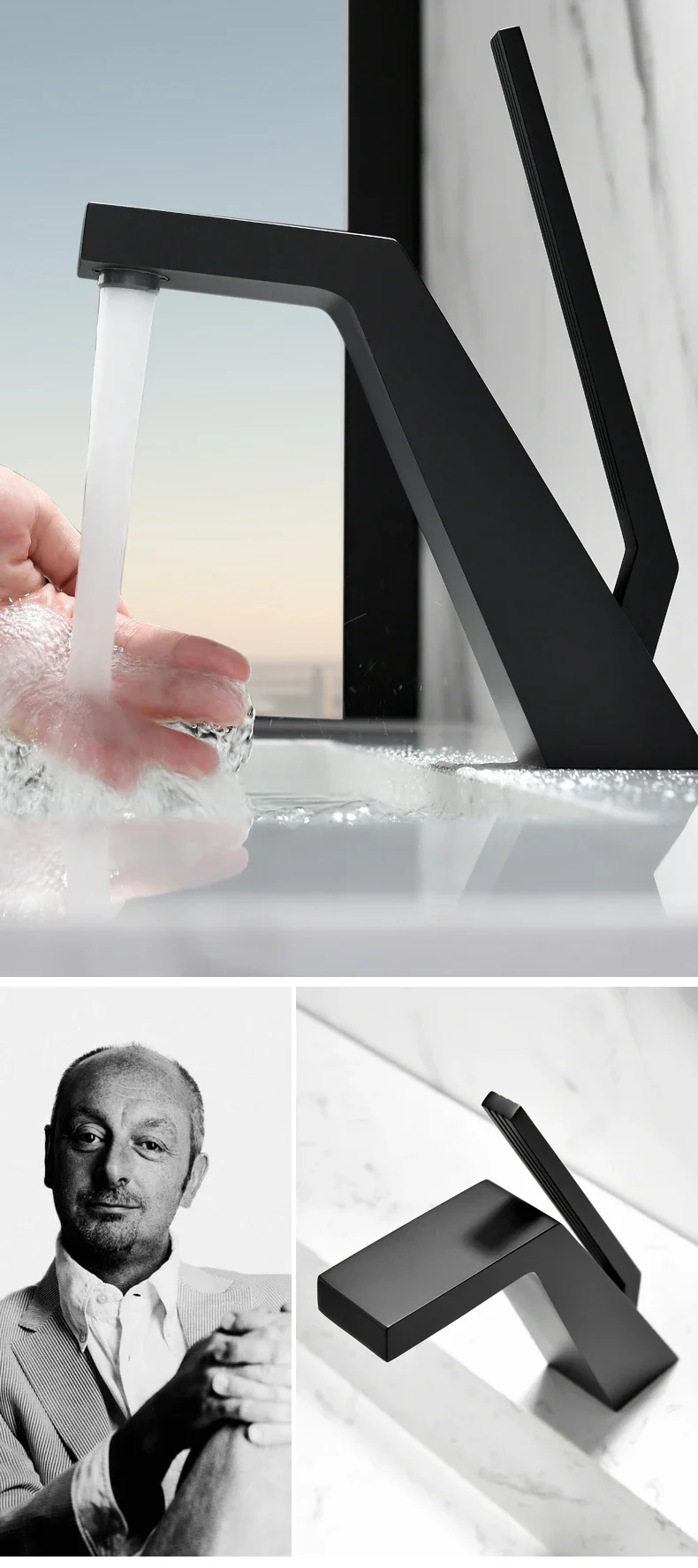 Black chrome mixer tap