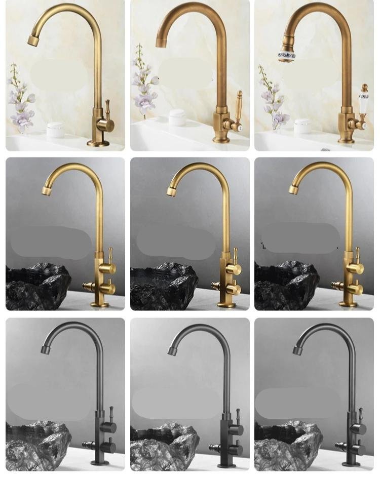 Outdoor brass antique single cold faucet antifreeze vintage wash basin patio mop sink quick open dual purpose faucet