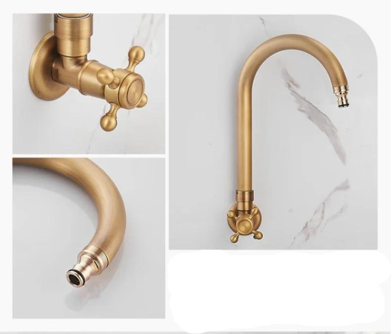 Outdoor courtyard wall mounted faucet anti-freezing single cold wash basin stone basin copper villa outdoor anti-freezing faucet
