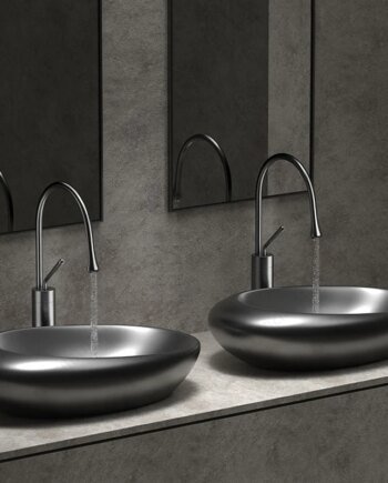 Grey Ceramic Vessel Sink Oval
