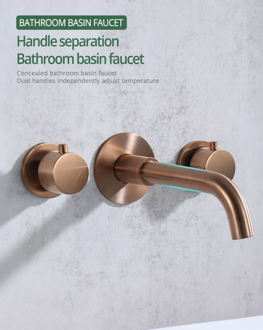 Rose gold wall mount faucet