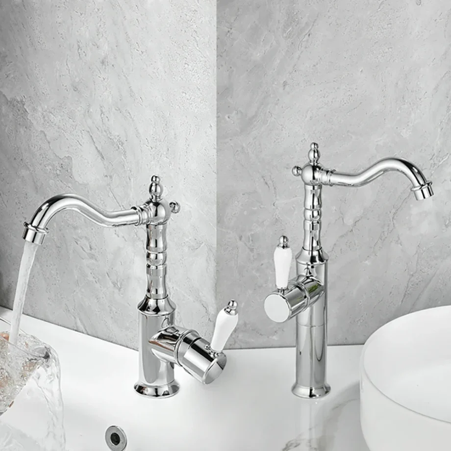 Hot and cold copper sink tap
