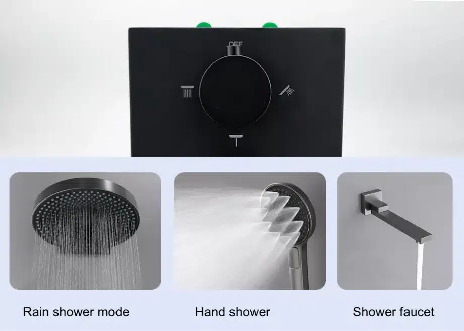 VGX Thermostatic Digital Shower System – Rainfall & Waterfall Mixer Set
