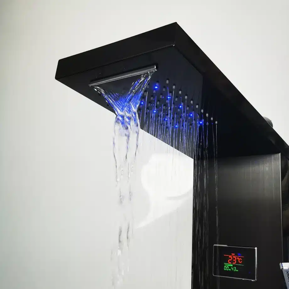 LED shower panel with jets