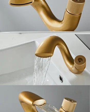 Modern gold bathroom tap