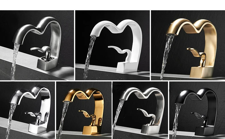 Waterfall copper sink tap