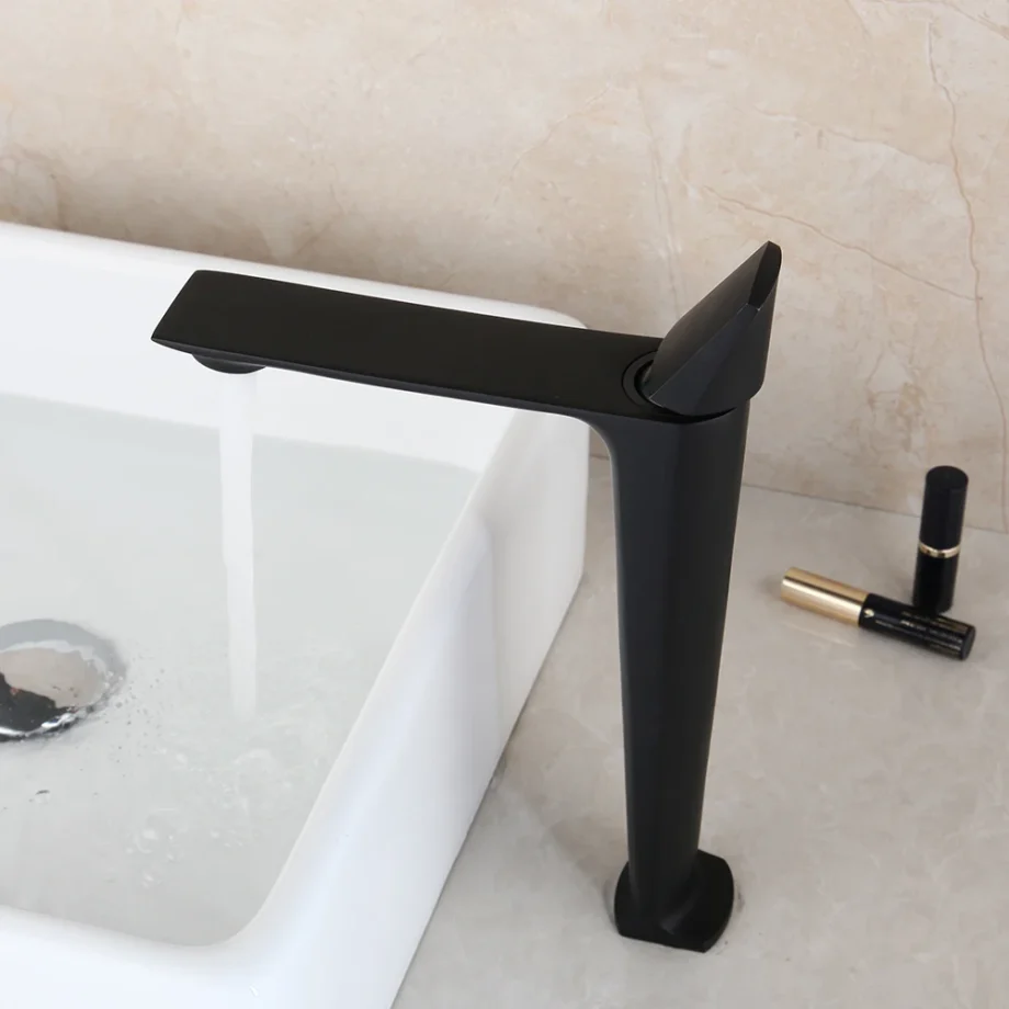 Matte black basin faucet