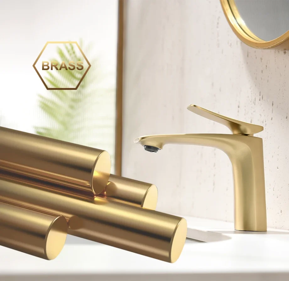 brushed gold basin tap
