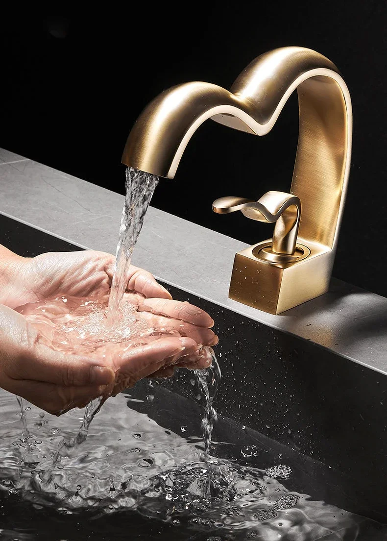 Luxury Gold Bathroom Faucet  Waterfall Mixer