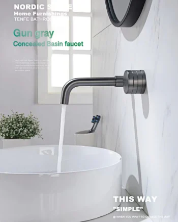 Brushed nickel bathroom faucet