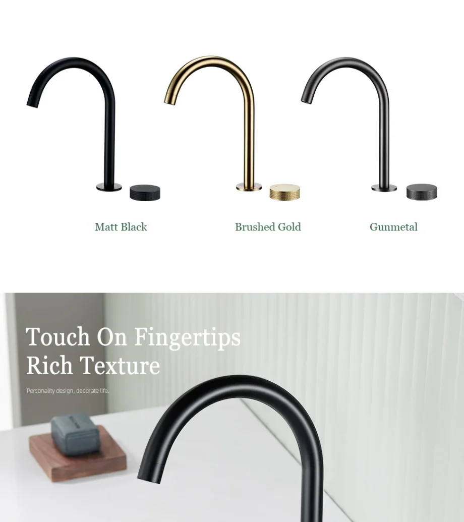 2-Hole Matte Black Basin Faucet – Deck Mount with Knurled Handle
