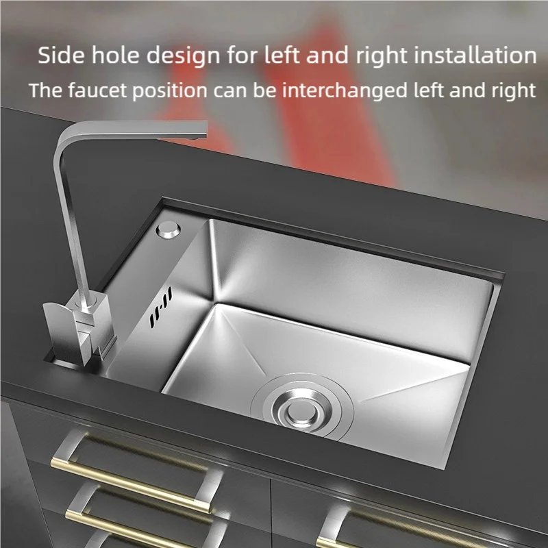 Large Stainless Steel Kitchen Sink Side Hole