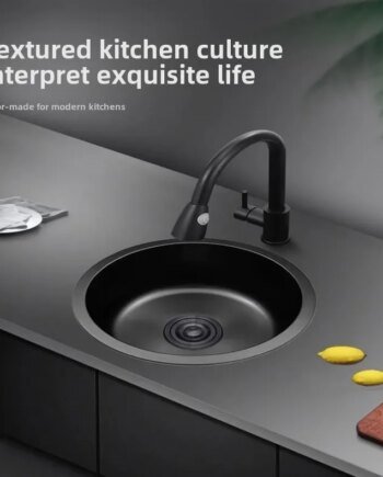 Black Round Bar Sink – Nano Stainless Steel Basin