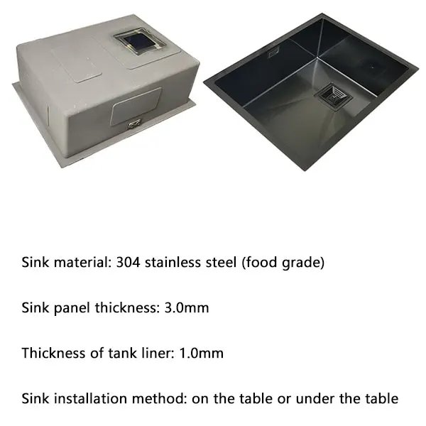 Nano black kitchen sink above counter or udermount sinks vegetable washing basin 304 stainless steel single bowl sink kitchen