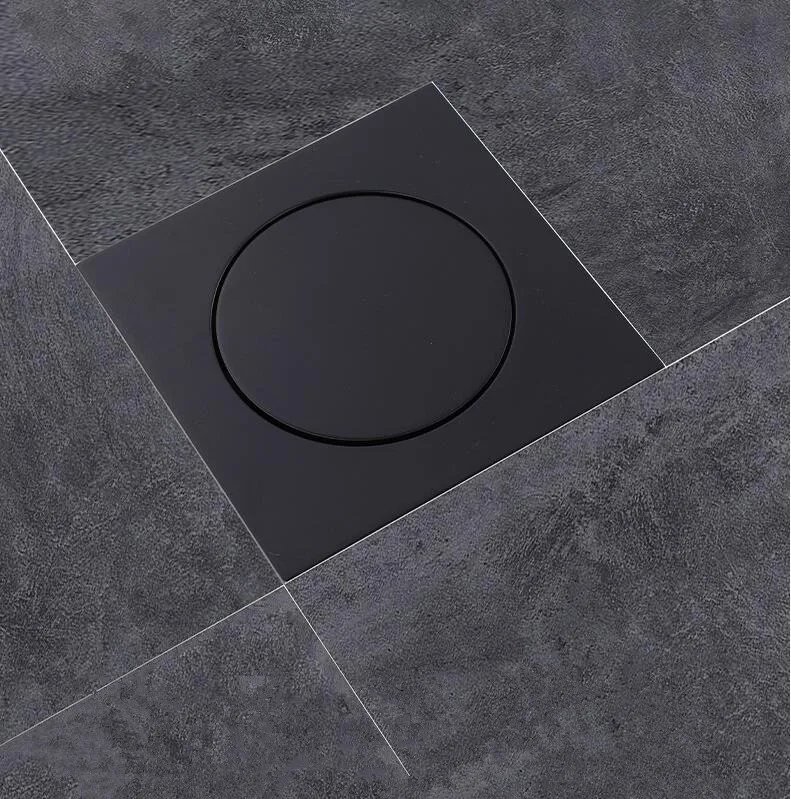 10X10 CM Floor Drains Black/Chrome Brass Shower Floor Drain Bathroom Deodorant Square Floor Drain Strainer Cover Grate Waste