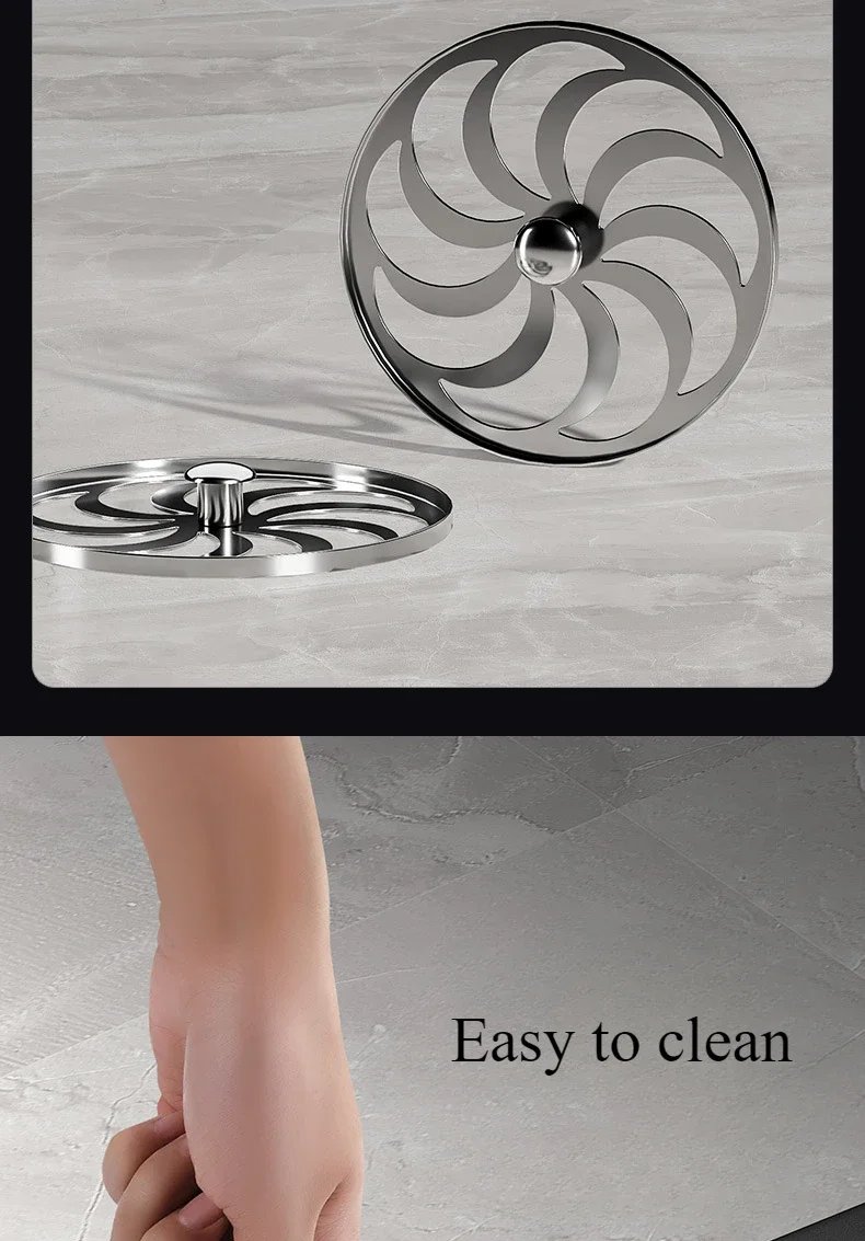 304 stainless steel tile-inlaid rectangular floor drain, bathroom shower room black extended deodorant floor drain