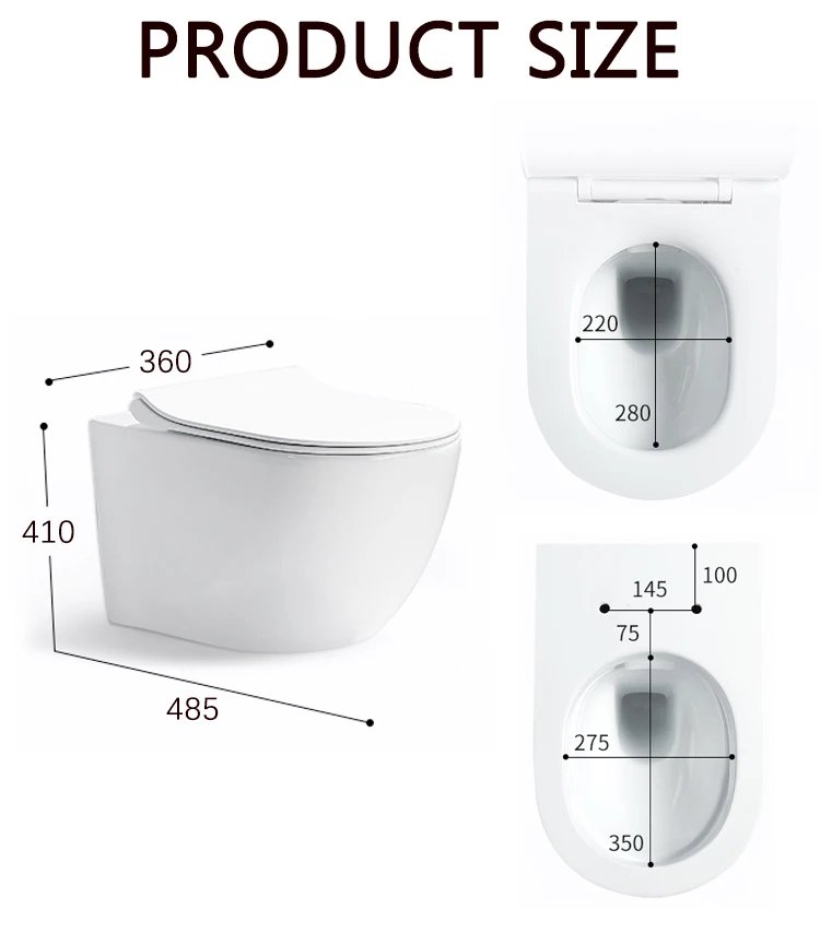 Gravity Flush Rimless Bathroom Wall Mount Ceramic Wc Set Concealed Cistern Wall Hung P Trap Toilet With Tank