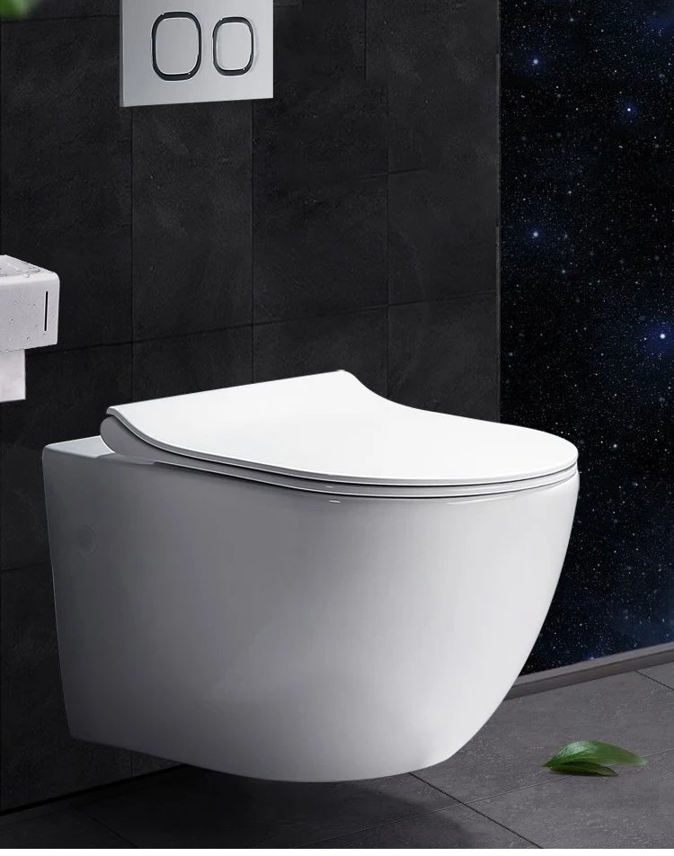 Suspended P Trap Ceramic Wall Hung Toilet Rimless Flushing Bidet WC Concealed Cistern Bathroom Toilet Bowl Set