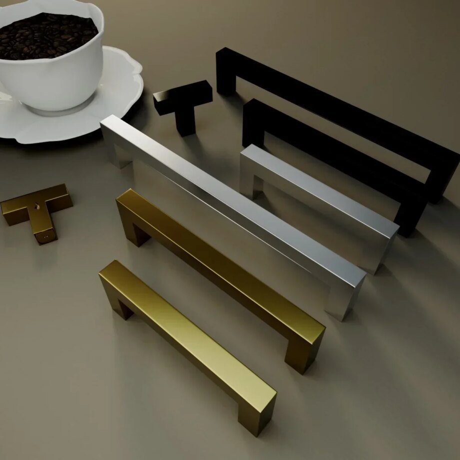 Square Black Stainless Steel Cabinet Handle