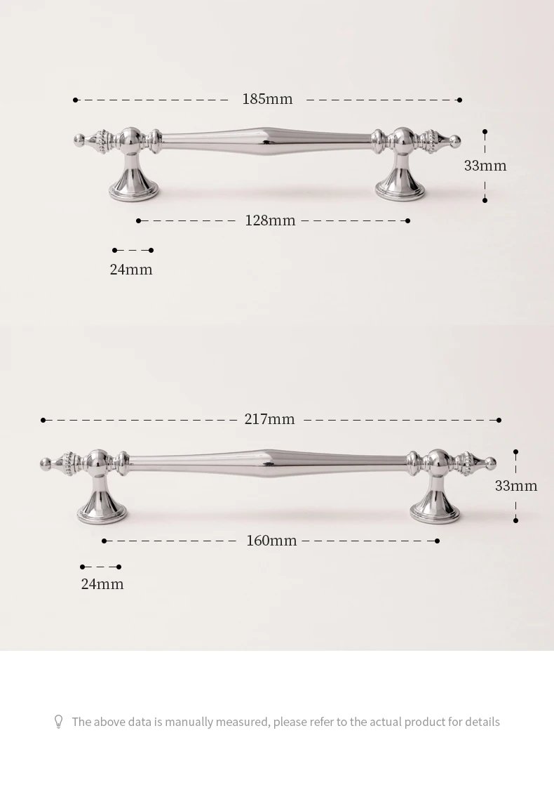 Chrome Furniture Brass Handle Silver Luxury Wardrobe Door Knob T-Bar Kitchen Cabinet Pull Solid Drawer Shell Handles