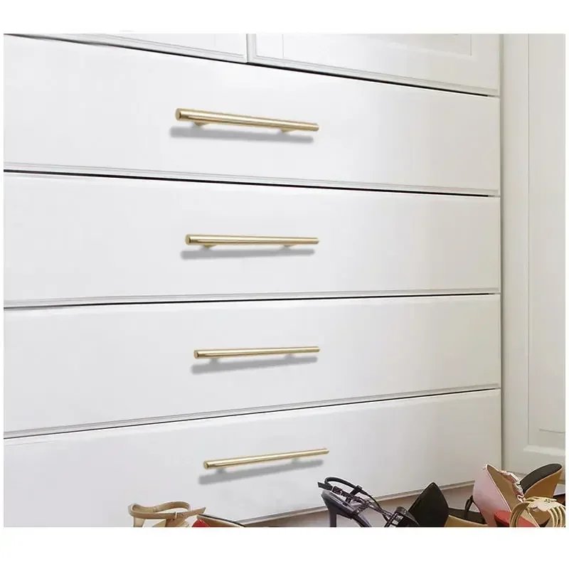 6PCS Brushed Stainless Steel Cabinet Handles Black Gold Finish for Kitchen Drawer Knob Door Furniture Hardware Pulls Bar Handle