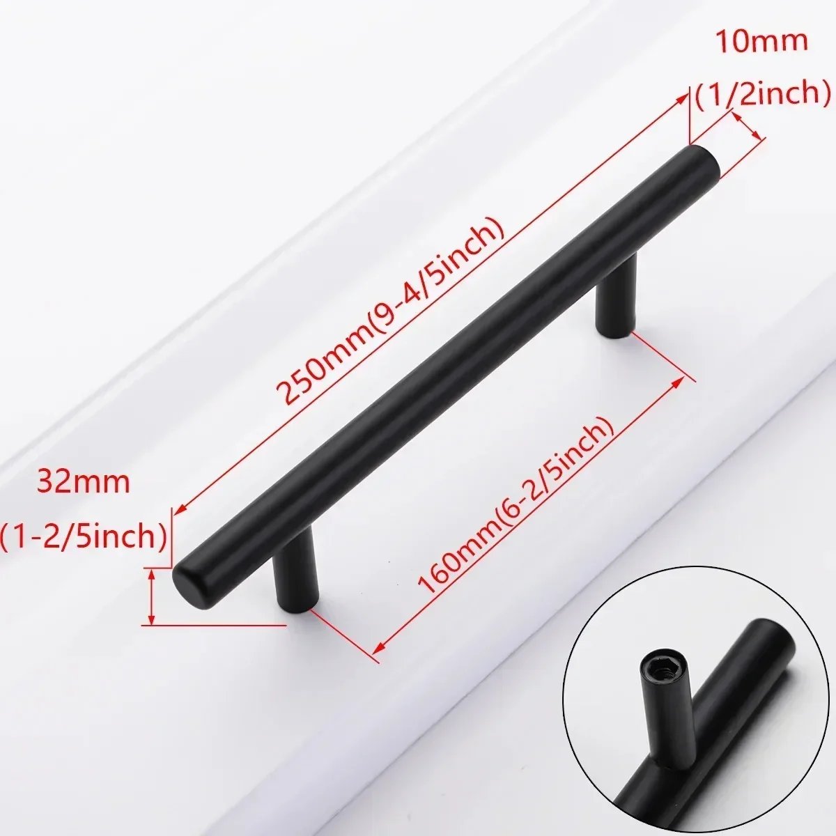 6pcs Black 160mm