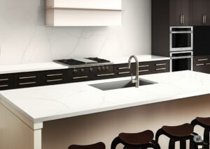 Statuario quartz kitchen countertop