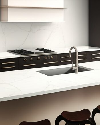 Statuario quartz kitchen countertop