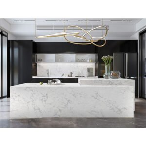 Polished quartz kitchen countertop