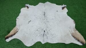 white speckled cowhide rug