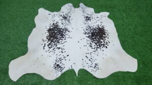 black speckled cowhide rug